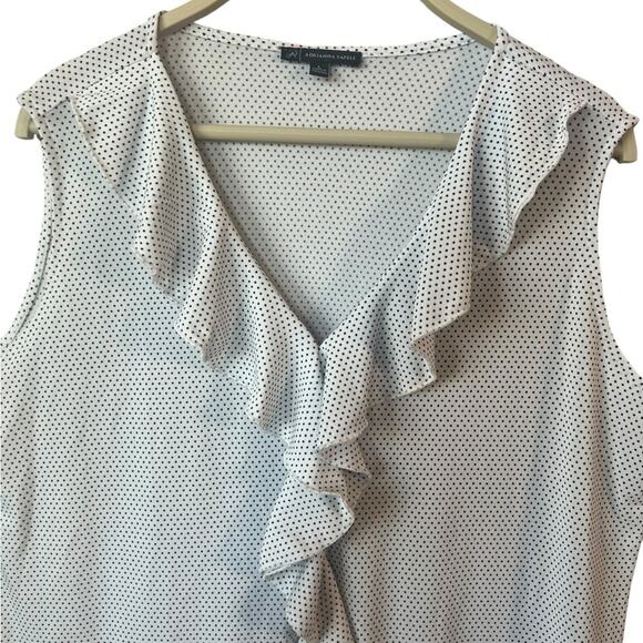 ADRIANNA PAPELL SLEEVELESS V-NECK RUFFLE WOMENS BUSINESS DRESS BLOUSE - Picture 3 of 8